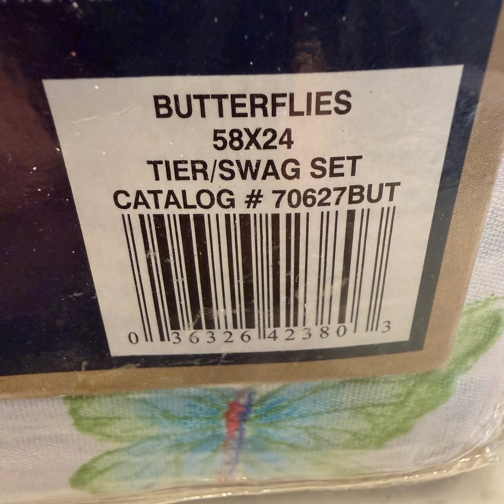 Saturday Knight Mariposa Butterfly Tier Swag Curtain Set 58x24 NEW Cottagecorei - Picture 3 of 8